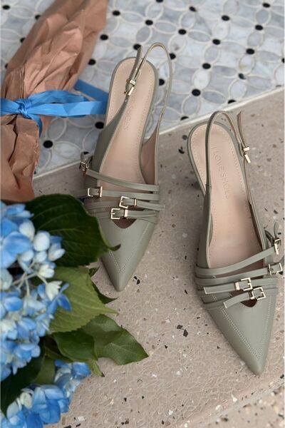 I Love Shoes Veloro Matte Leather Buckle Detailed Water Green Stiletto