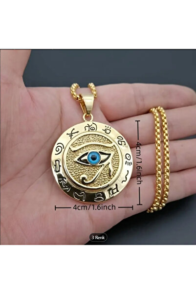 shop S19- ANTİK MISIR HORUS'UN GÖZÜ KARTAL BAŞLI KOLYE ALTIN RENGİ