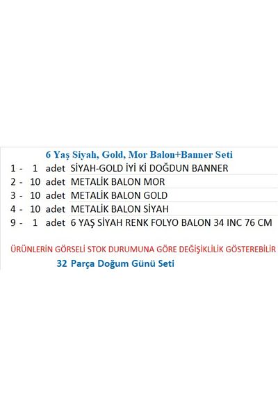 ZENVİVA 6 Year Old Black, Gold, Purple Balloon+Banner Set