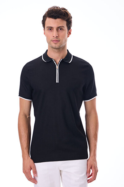 RAVANELLI Ανδρικό μπλουζάκι με λαιμόκοψη με φερμουάρ και λεπτομέρεια - Alba