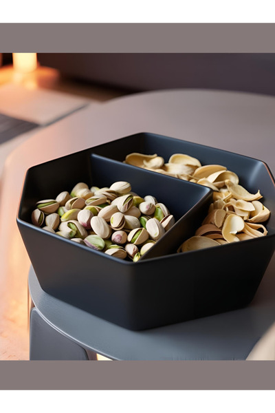 GÜÇLÜKOL Double Compartment Snack Bowl | Practical Shell Nut Plate | Stylish Presentation Container