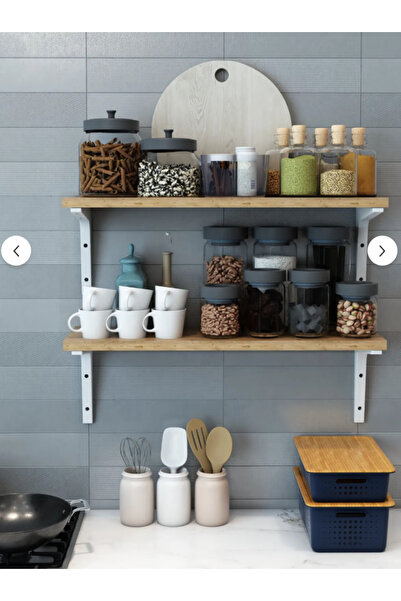 SevenHouse 2'li Plastik Ayaklı Duvar Rafı, Dekoratif Mutfak Rafı, Kitaplık Du...