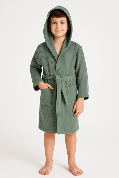 ZEYNO HOME TEKSTİL رداء حمام للأطفال من قطن الموسلين |   مناسبة للفتيات والفت...