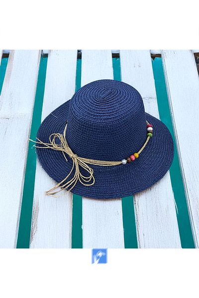 Kardelen Butik Denizli Solid Color Luxury Straw Girl's Hat (Age 3-8)