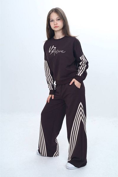 Asortix Girl's 100% Cotton Striped Oversize 2 Thread Bottom & Top Tracksuit Set-305