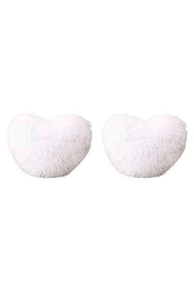OEM Set 2 Decorative Pillows Fluffy, Heart Shape, MS STAR@, 40x30x10cm, White