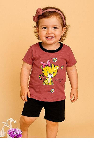 Yalçınoğlu Kids Girls' Summer Anti-Sweat Fabric Comfortable Set - Special Park Fashion for Energetic Children (Buy 1 Size Bigger)