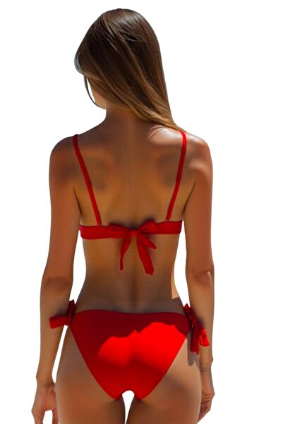 FashionForYou CAT WYA two-piece swimsuit, push-up bra, crystals and Brazilian briefs, Red