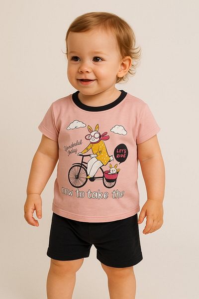 Yalçınoğlu Kids Girls' Summer Anti-Sweat Fabric Comfortable Set - Special Park Fashion for Energetic Children (Buy 1 Size Bigger)