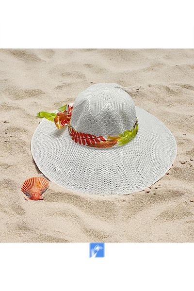Kardelen Butik Denizli Mercerized Beach Hat with Handle for Women (55-58 cm)