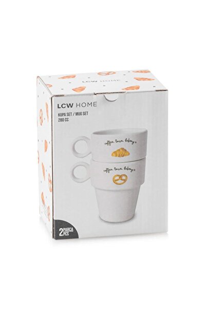 LC Waikiki Lcw Home Printed Ceramic Mug Set of 2 280 ml (W5)