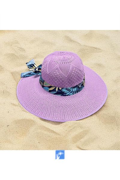 Kardelen Butik Denizli Mercerized Beach Hat with Handle for Women (55-58 cm)