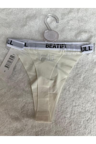 ENDAMIM Laser Cut Rubber Written Non-Marking Tanga Panties - 2813