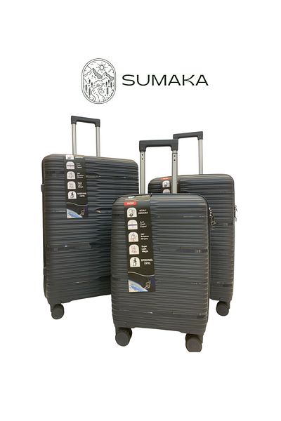 SUMAKA Luggage Travel Suitcase Trolley Bag - Set of 3 pcs - With Spinner Wheels (Silicone)