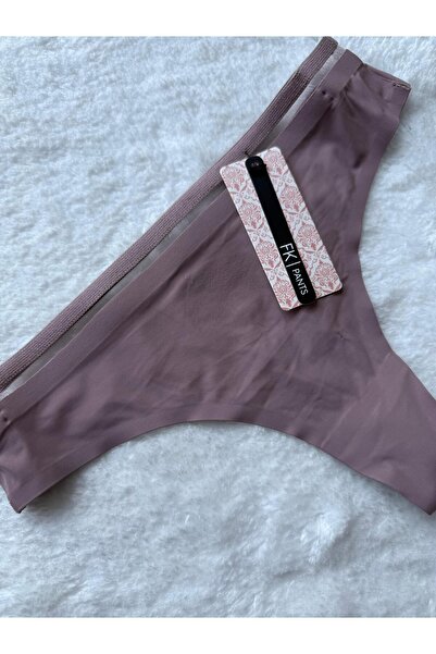 ENDAMIM Laser Cut Waist Striped Non-Marking Ghost Stitch Tanga Panties - 2803