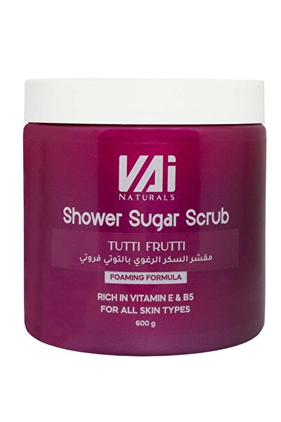 vai naturals مقشر السكر الرغوي من فاي ناتشورالز - توتي فروتي 600 غرام مع فيتامينات E وB5
