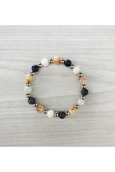 MK tasarım Real Moonstone, Citrine, Amethyst Stone Bracelet Mk100156