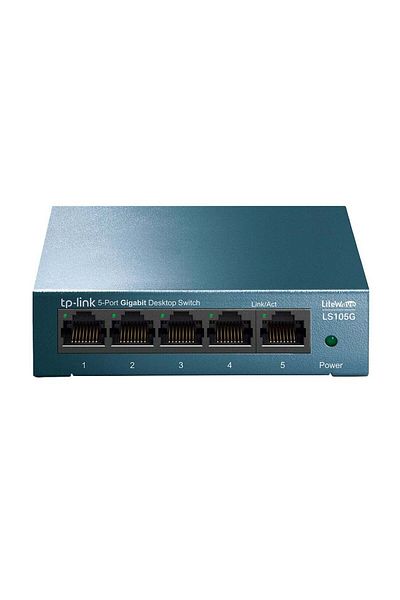 TP-LINK LS105G 5-Port Gigabit Desktop Switch, Steel Body, Wall-Mounting Design, Auto-Negotiation, Tr