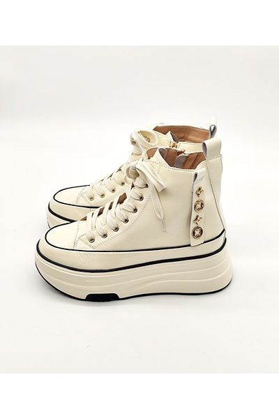 Of&Off Women's Patent Leather Thick Sole Imported Boots