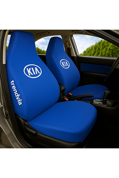 trivexa Blue Kia Logo Front and Rear Auto Service Cover – Combed Cotton Fabri...