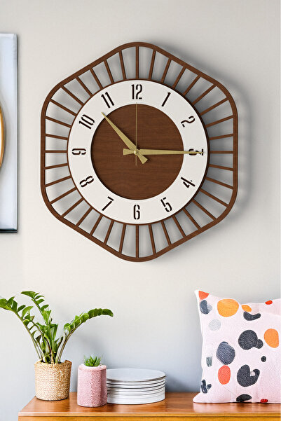 LUPOKRAFT Modern Dekoratif Ahşap Duvar Saati – Sessiz Mekanizma, 48 cm, Renk ...