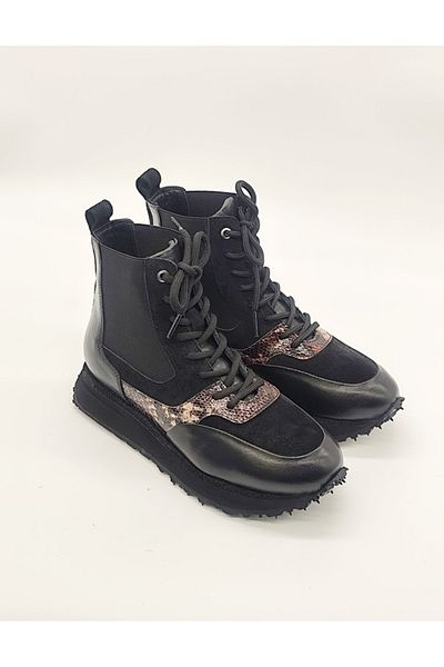 Of&Off Women's Genuine Leather Patterned Boots