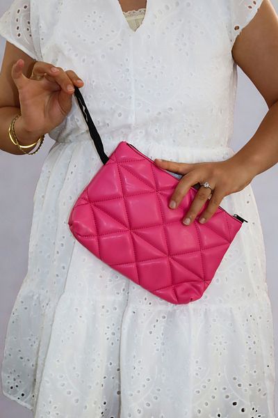 Alya trend Women's Pink Quilted Portfolio Clutch Bag