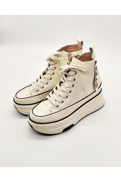 Of&Off Women's Patent Leather Thick Sole Imported Boots