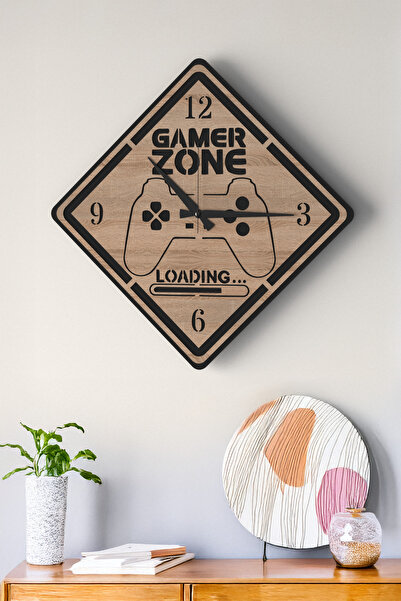 LUPOKRAFT 48 cm Ahşap Gamer Zone Temalı Dekoratif Duvar Saati – Oyuncu Odası ...