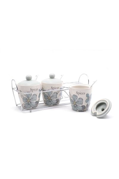 OEM Set 3 borcane pentru condimente cu suport inclus, ceramică/metal