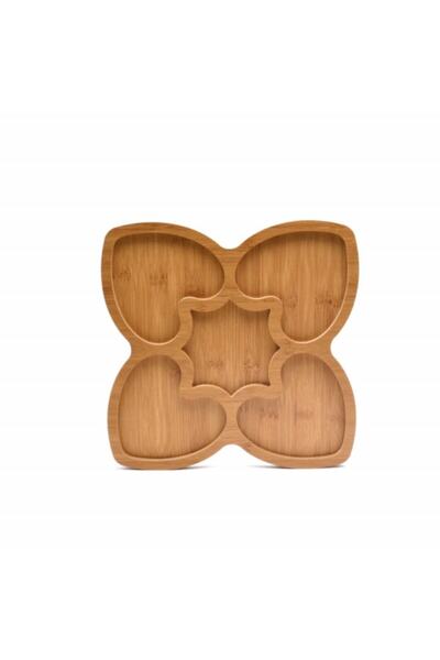 ABS Wooden serving platter, 20 x 20 cm, 5 compartments, heart