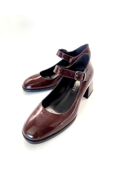 Of&Off Women's Patent Leather Belt Detail Heeled Shoes