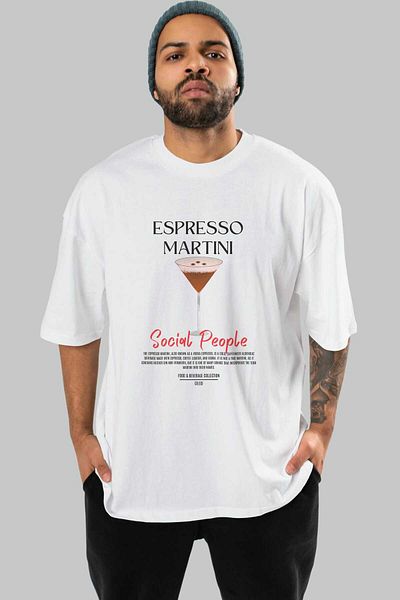 Ankhises Espresso Martini Cocktail Front Printed Oversize T-Shirt Men Women 100% Cotton Crew Neck Tshirt