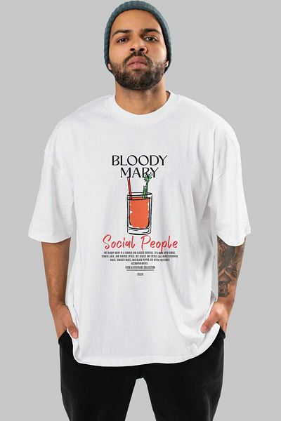 Ankhises Bloody Mary Cocktail Front Printed Oversize T-Shirt Men Women 100% Cotton Crew Neck Tshirt