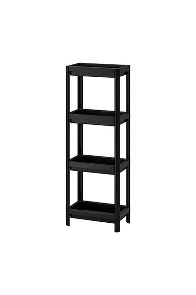 NIOVEL Organizator universal cu 4 rafturi, pentru bucătărie sau baie, negru, 23x36x100 cm