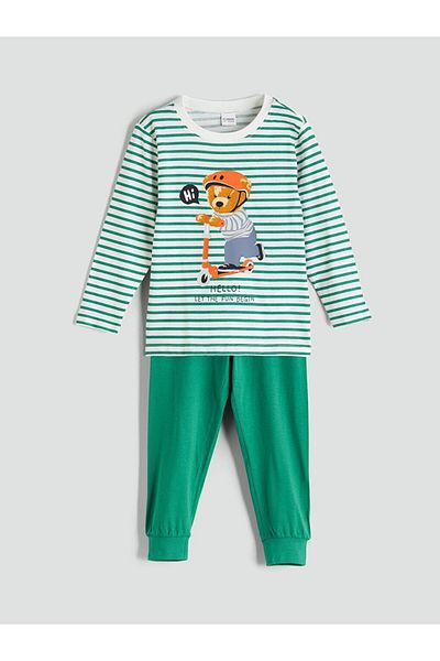 LC Waikiki Set pijamale pentru băiat cu imprimeu cu gâtul rotund (W5)
