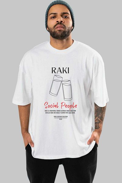 Ankhises Raki Cocktail Front Printed Oversize T-Shirt Men Women 100% Cotton Crew Neck t Shirt