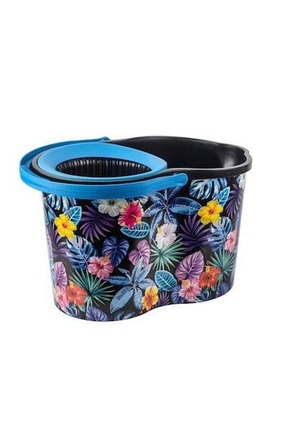 Elefan Set mop rotativ 360° cu desen, mâner telescopic și găleată de 14L - ELEFAN, multicolor