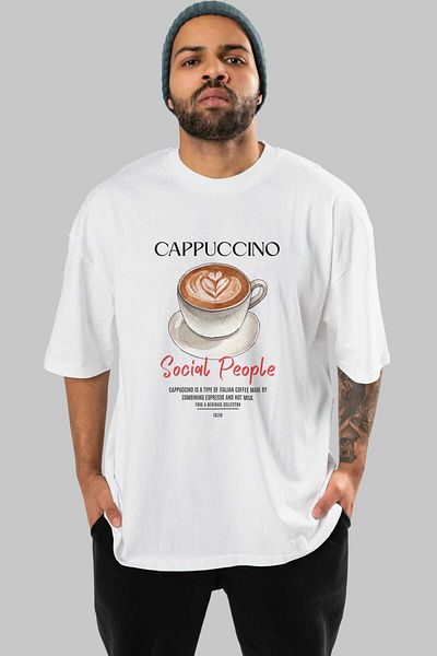 Ankhises Cappuccino Cocktail Front Printed Oversize T-Shirt Men Women 100% Cotton Crew Neck Tshirt