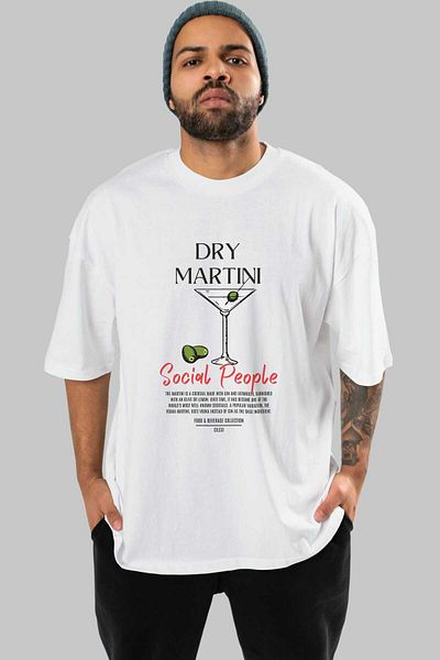 Ankhises Dry Martini Cocktail Front Printed Oversize T-Shirt Men Women 100% Cotton Crew Neck Tshirt