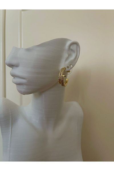 STEELSPARK Zircon Stone Nail Model Hook Earrings
