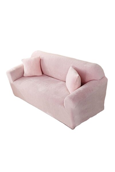 OEM Velvet sofa cover for 2 people, ZUBI, light pink, 130-180 cm