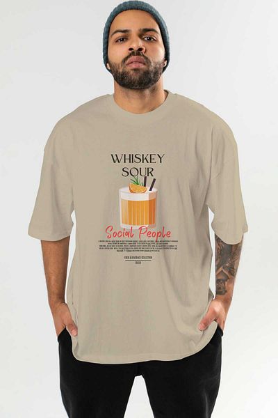 Ankhises Whiskey Sour Cocktail Tricou oversize imprimat în față Bărbați Femei Tricou 100% bumbac cu decolteu