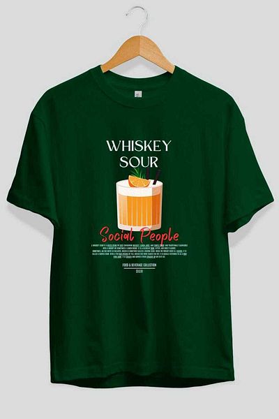 Ankhises Whiskey Sour Cocktail Tricou oversize imprimat în față Bărbați Femei Tricou 100% bumbac cu decolteu