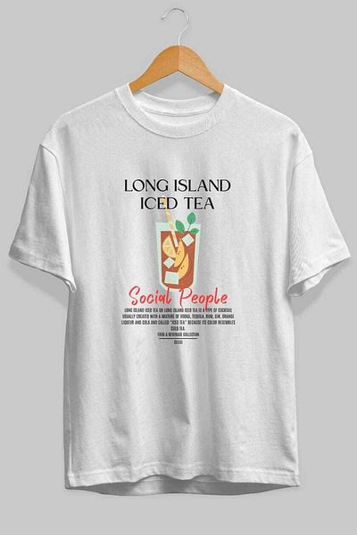 Ankhises Long Island Iced Tea Cocktail Front Printed Oversize T-Shirt Men Women 100% Cotton Crew Neck Tee