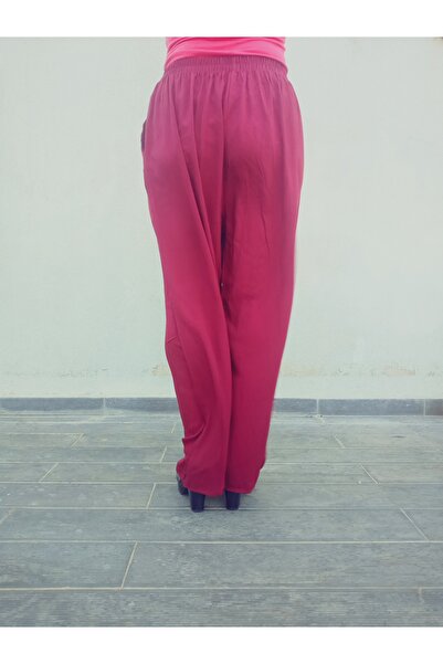 hoaryage Ethnic Patterned 100% Cotton Viscose Pressed Trousers with Elastic Waist, 36-44 and 38-48 Sizes