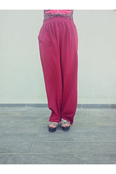 hoaryage Ethnic Patterned 100% Cotton Viscose Pressed Trousers with Elastic Waist, 36-44 and 38-48 Sizes