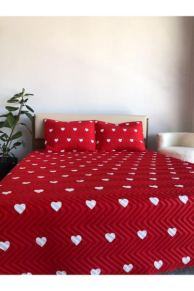 Bikaya Home Heart Single 2 Piece Bedspread Set - 160X240 cm (with Pvc Bag)