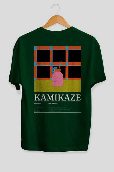 Ankhises Kamikaze Cocktail Series Back Printed Oversize T-Shirt Men Women 100% Cotton Crew Neck Tshirt