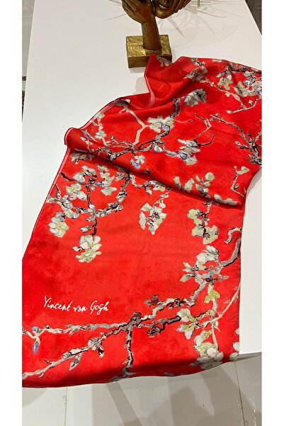 İpek Van Gogh Almond Tree Pomegranate Flower Voile Shawl